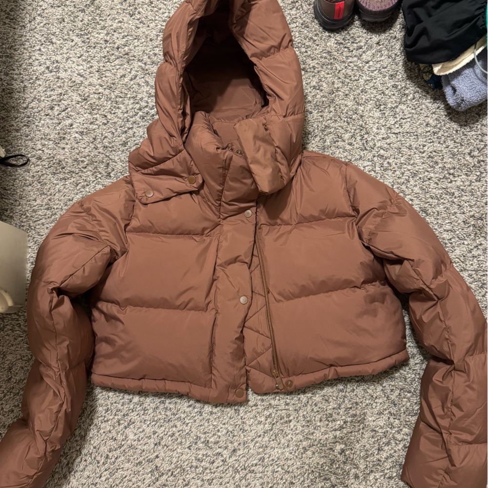 lululemon athletica Cropped Brown Puffer Jacket